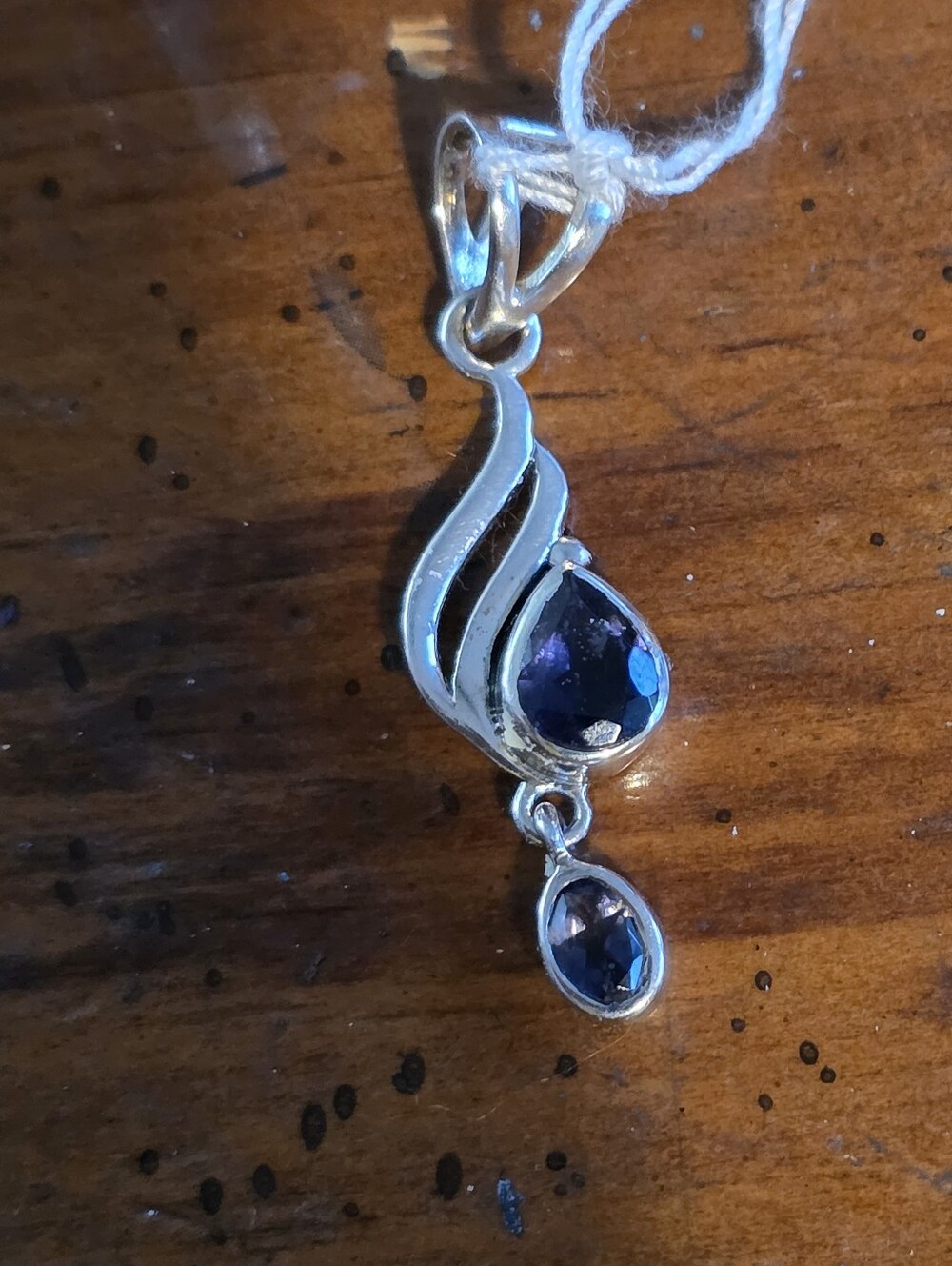 Sterling Silver Iolite Teardrop Blueish/purple Gemstone Pendant. - Picture 1 of 2